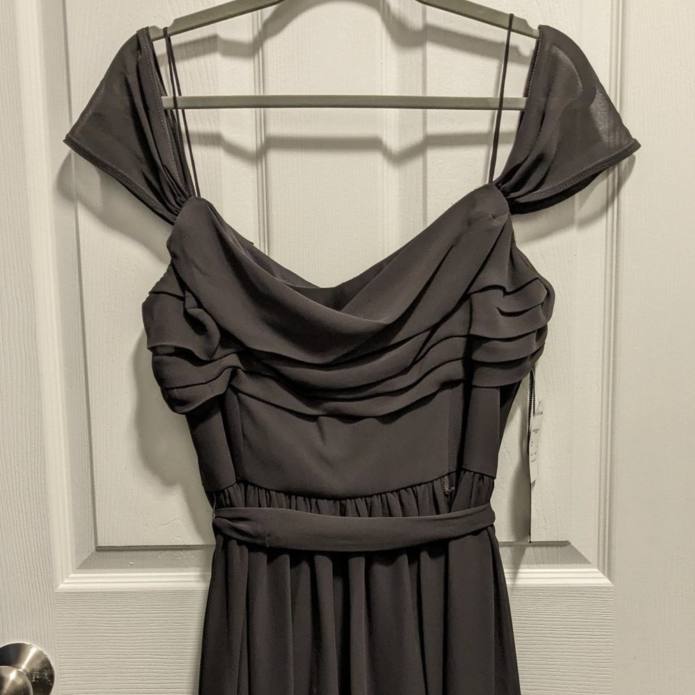 Vera Wang Chiffon Dress - Size 14 - Smoke